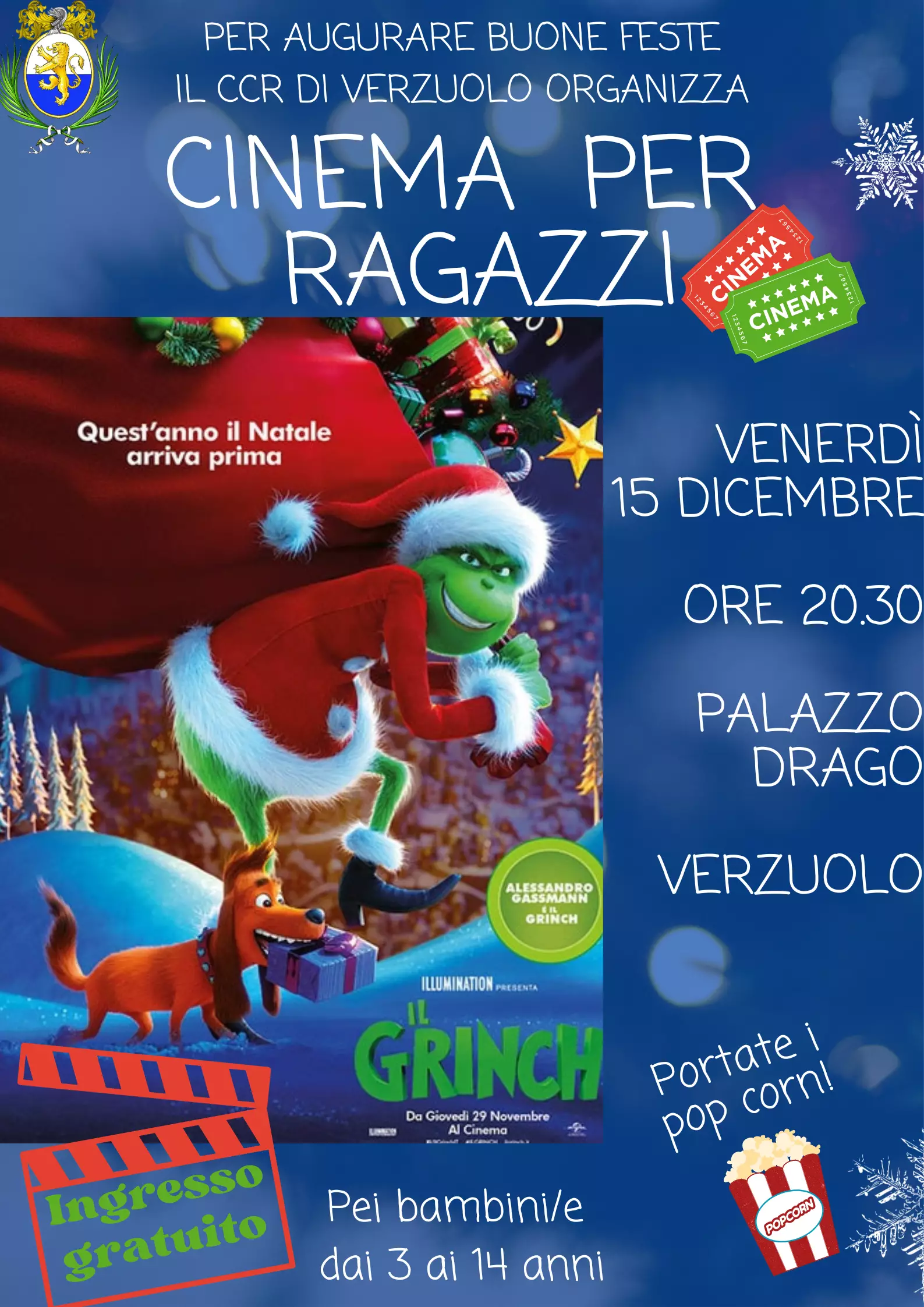 IL 15 DICEMBRE A PALAZZO DRAGO ARRIVA IL GRINCH